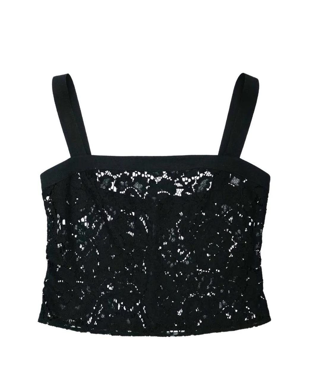Elie Saab Black Rhinestone-Embellished Lace Top
