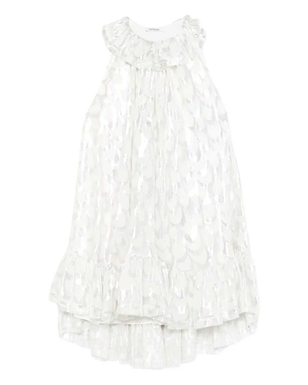 Parlor White Ruffled-Trim Mini Dress