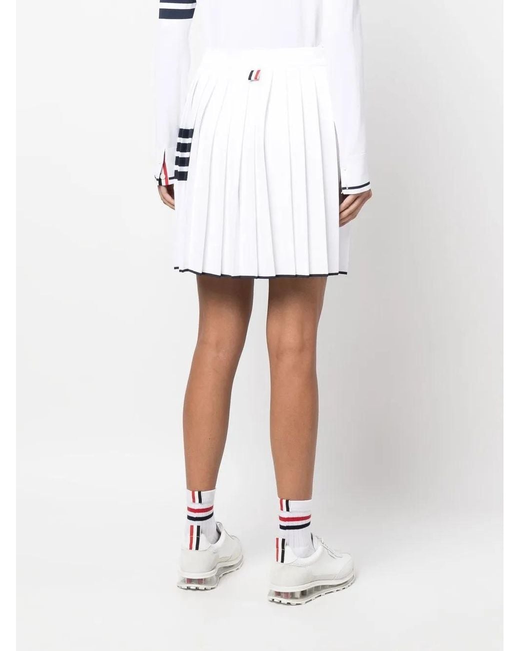 Thom Browne White 4-Bar Pleated Miniskirt