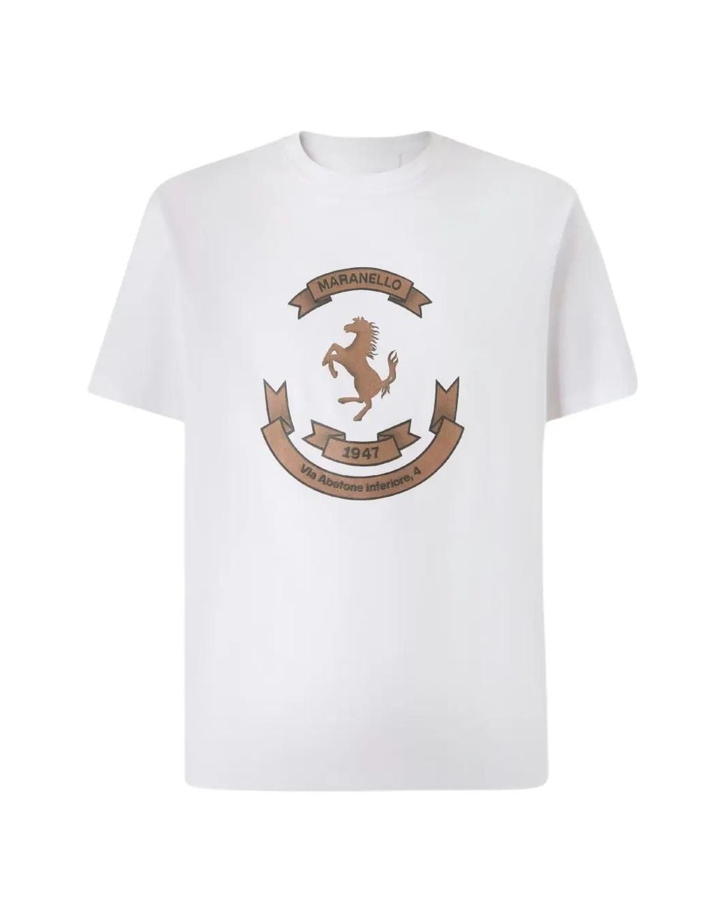 Ferrari White Prancing Horse Graphic-Print T-Shirt for men