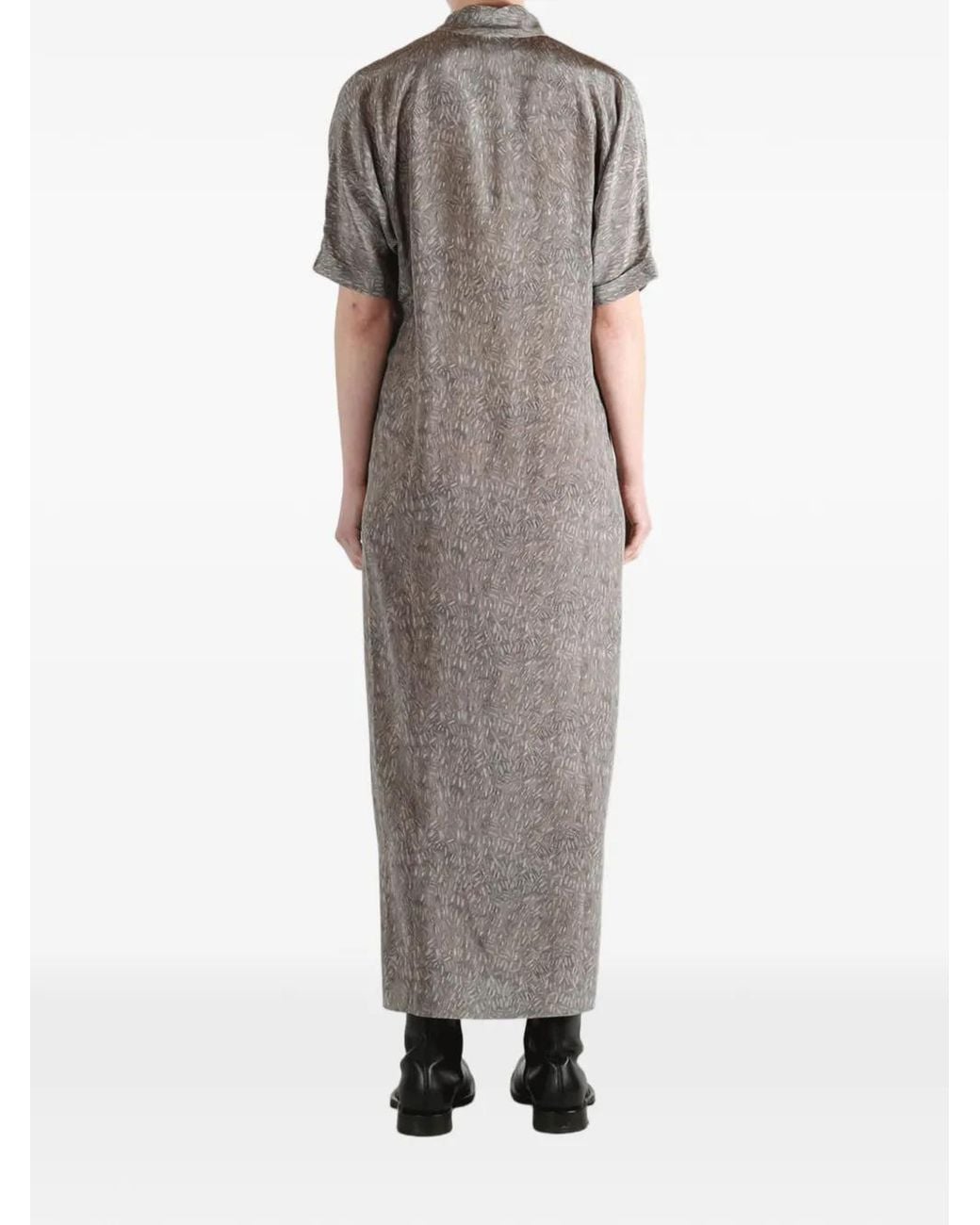 Cortana Gray Draped V-Neck Dress