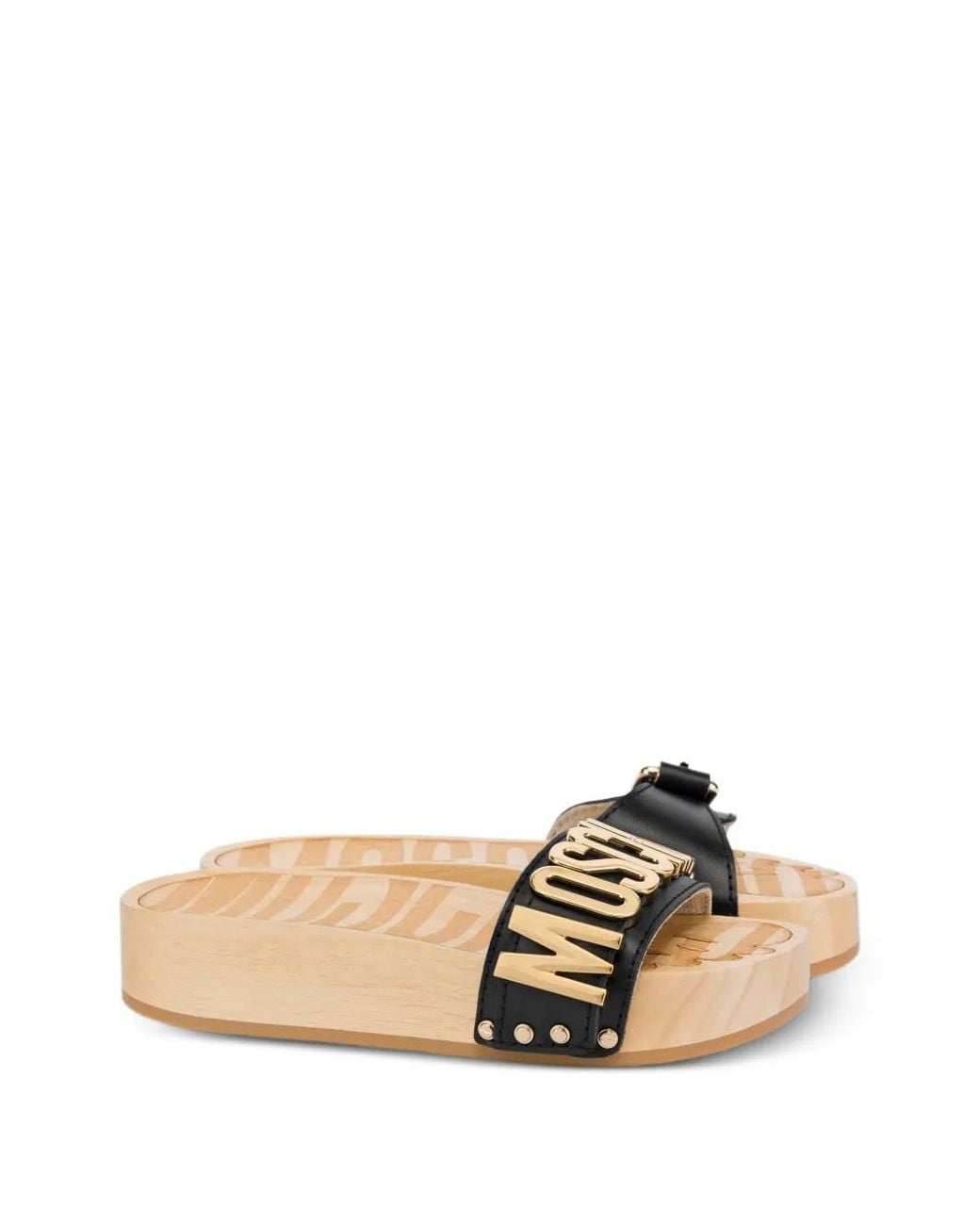 Mules Lettering Moschino Logo-Lettering Mules in Black | Lyst
