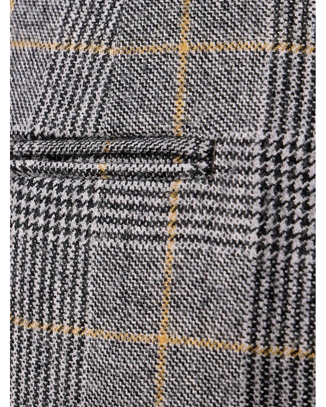 KENZO Gray Checks Wool Trousers for men
