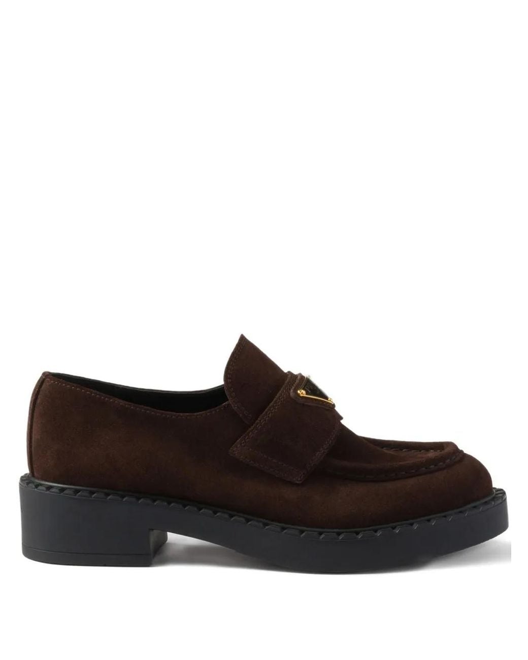 Prada Brown Mocassins À Plaque Logo