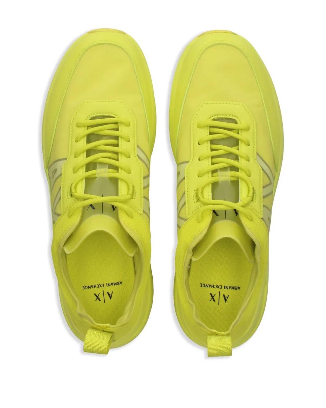 ARMANI EXCHANGE Yellow Logo-Print Panelled Sneakers for men
