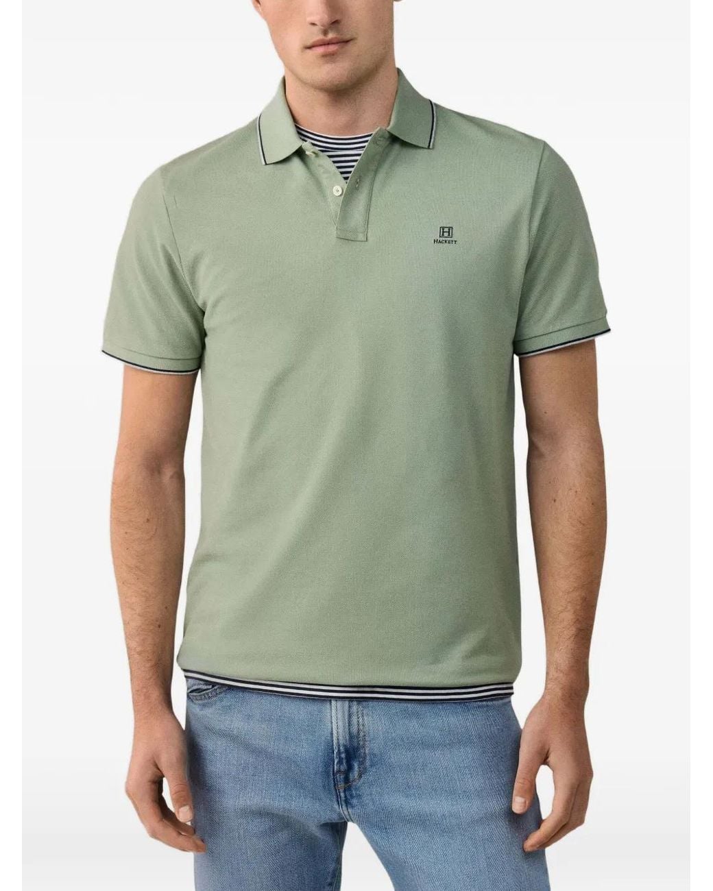 Hackett Green Heritage H Tipped Polo Shirt for men