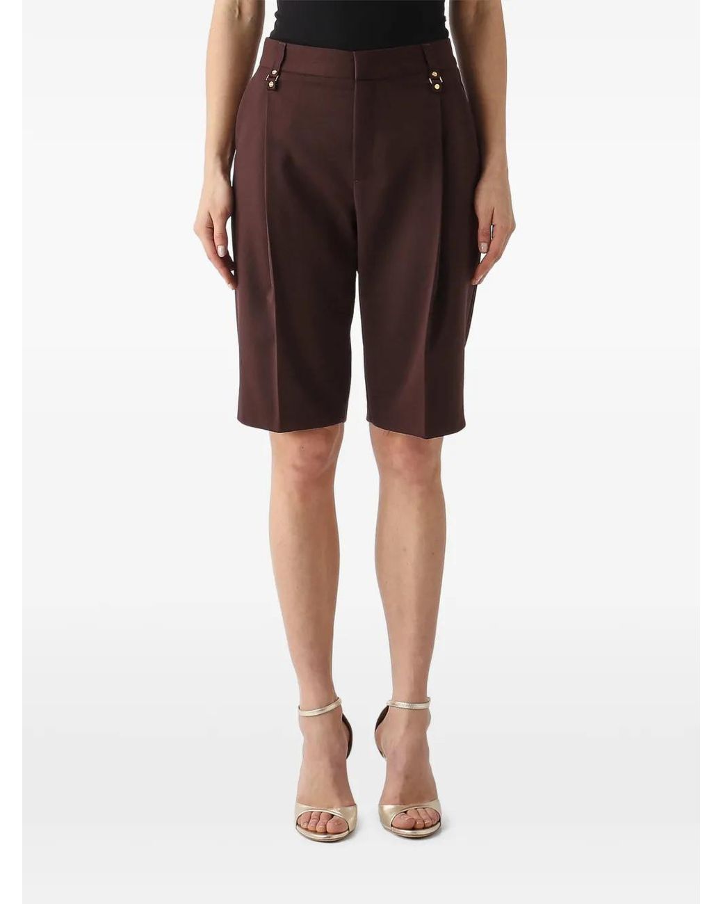 Elisabetta Franchi Brown Cool Wool Bermuda Shorts