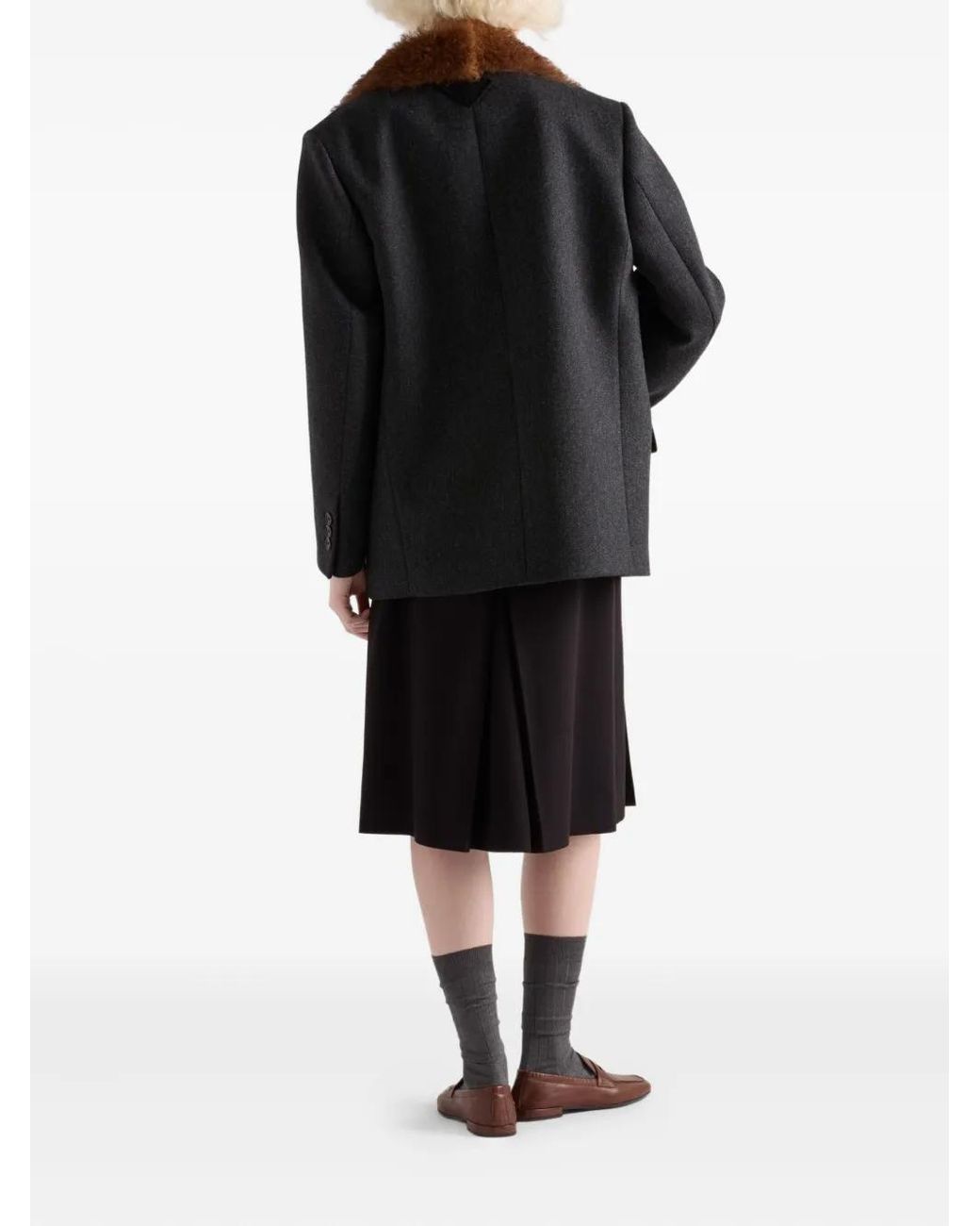 Prada Black Pleated-Panel Midi Skirt