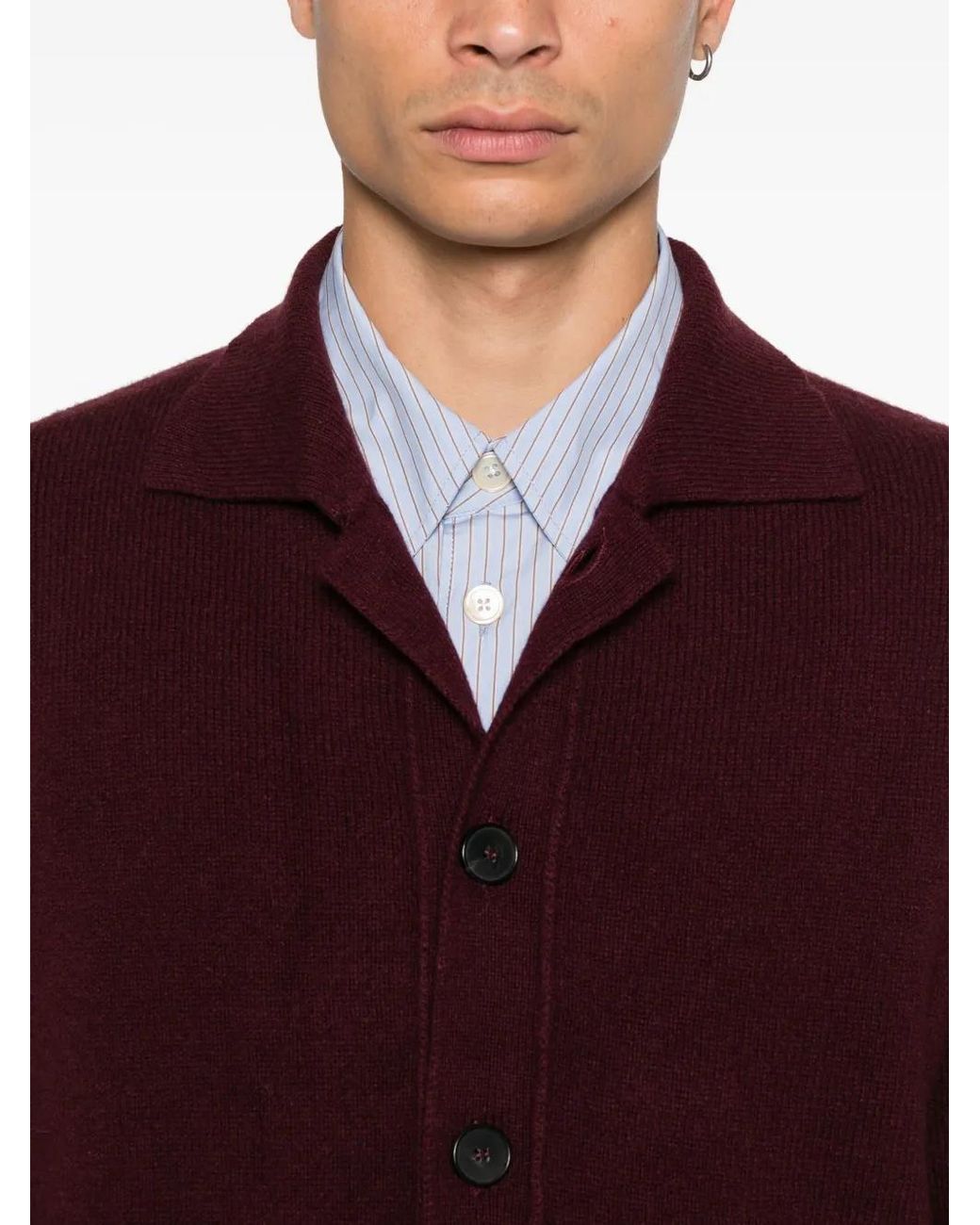 Amaranto Red Fine-Knit Cardigan for men