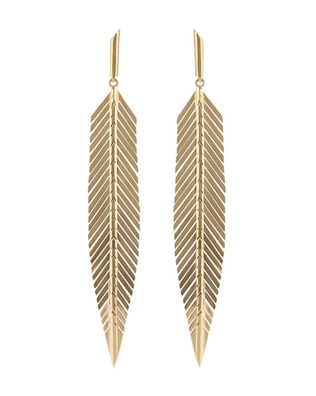 CADAR Metallic 18Kt Rose Feather Drop Earrings