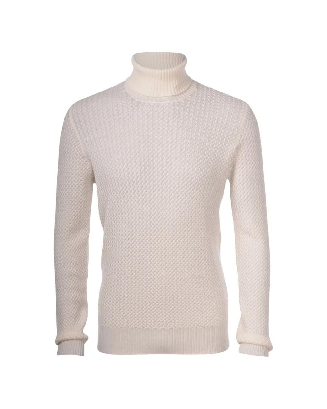 Gran Sasso White Cyclist Honeycomb-Knit Roll-Neck Sweater for men