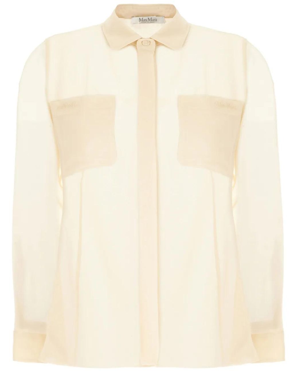 Max Mara White Logo-Embroidered Silk Shirt