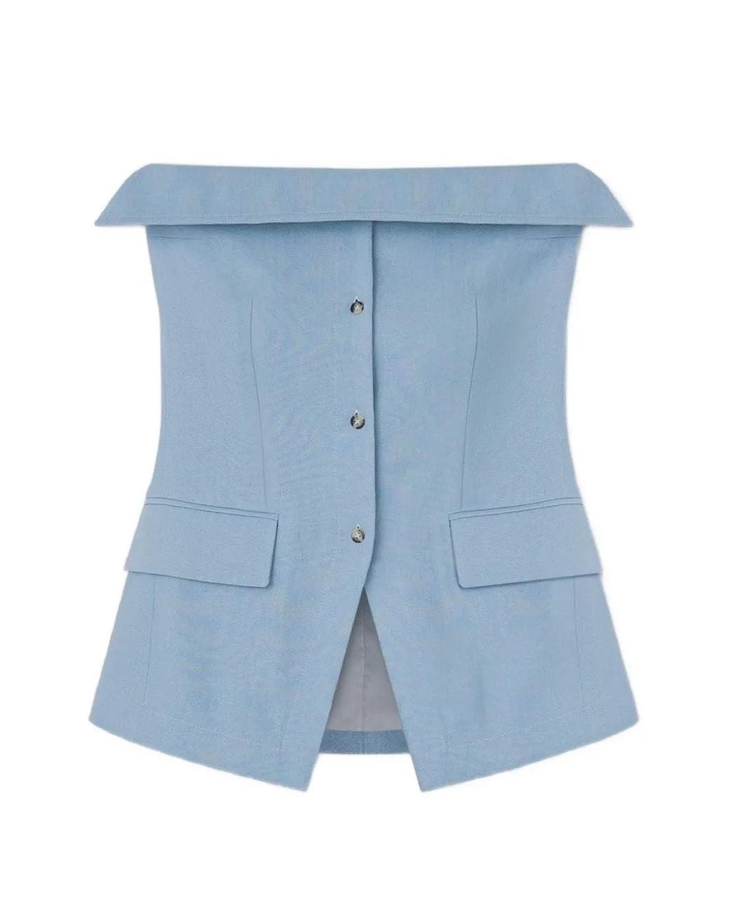 Nanushka Blue Blouse En Lin Maleah À Design Sans Bretelles