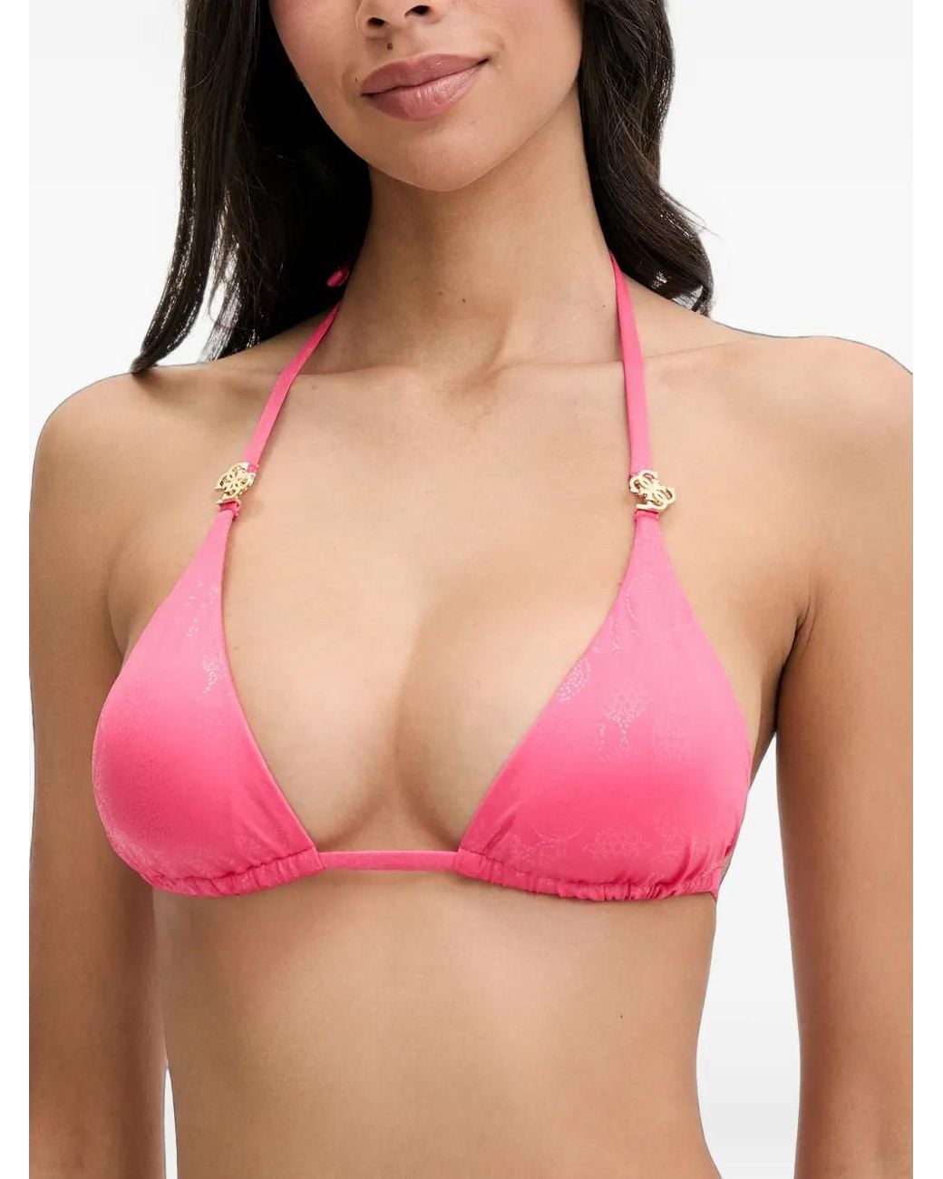 Guess Red Triangle Logo Bikini Top