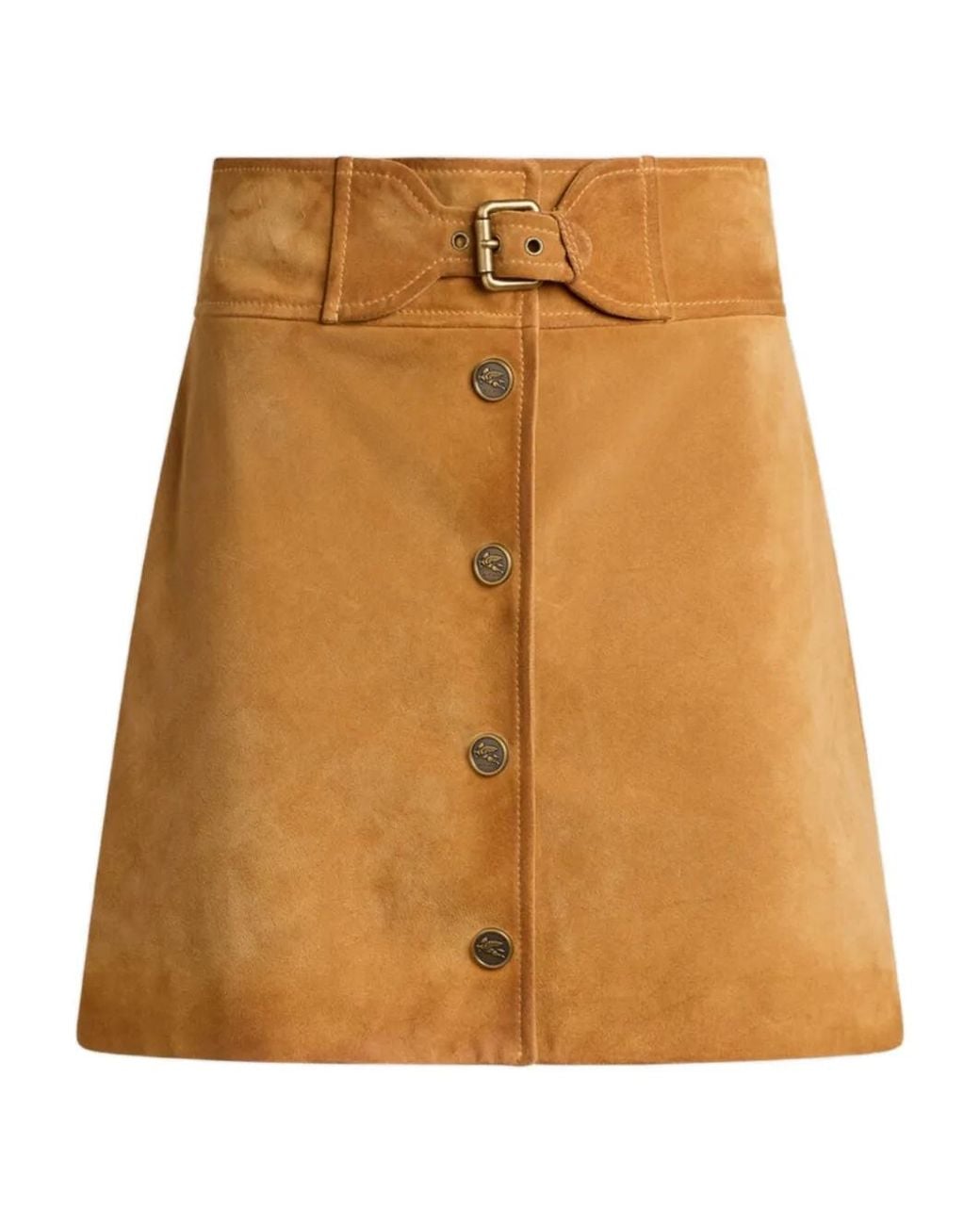 Etro Suède Mini-Rok Met Gespknoop in het Brown