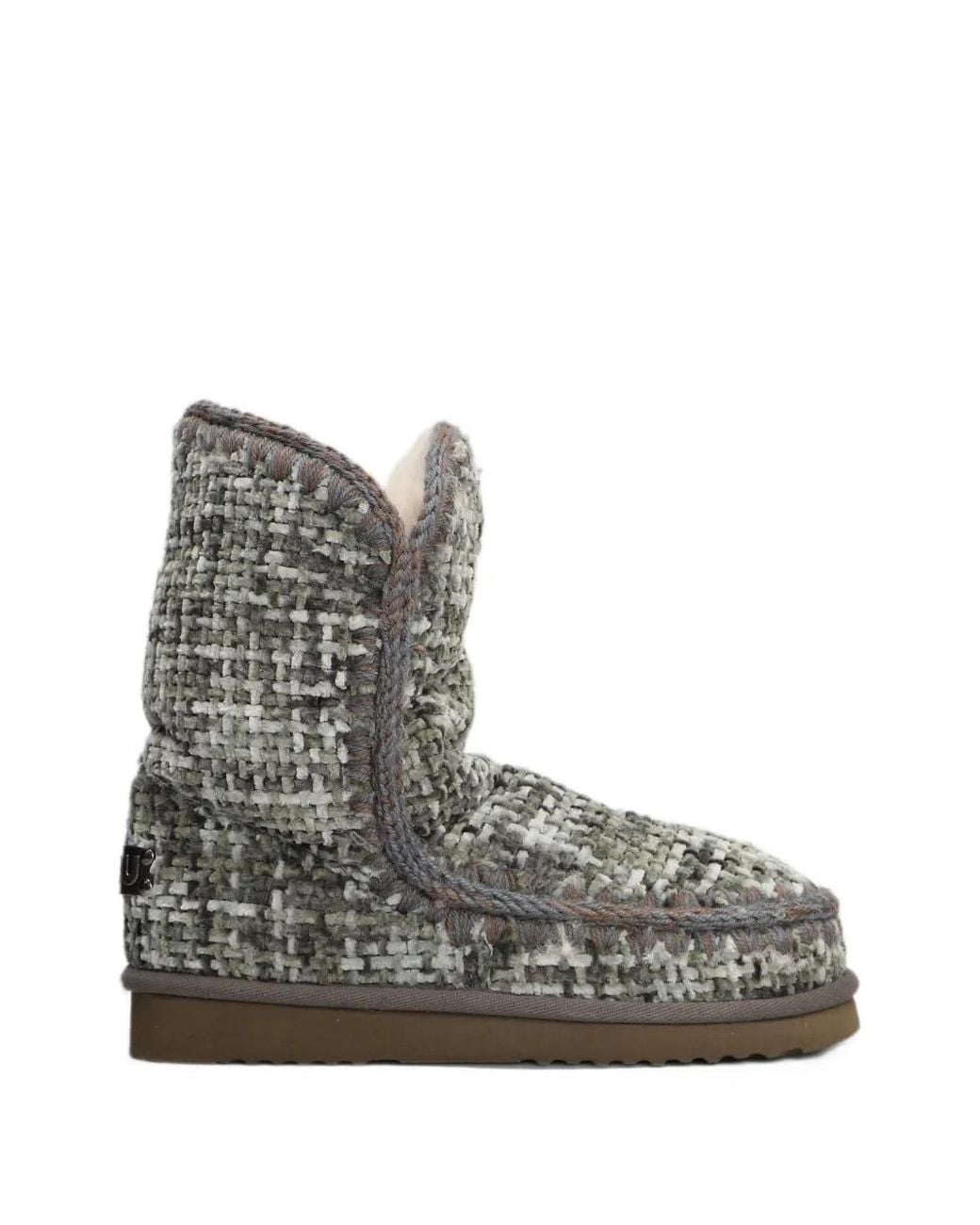 Mou Brown Eskimo 24 Crochet-Trim Boots
