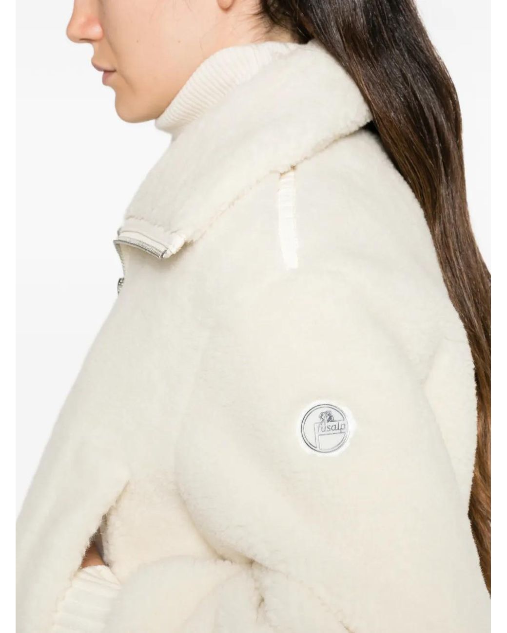 Fusalp White Mesly Shearling-Texture Zip-Up Jacket