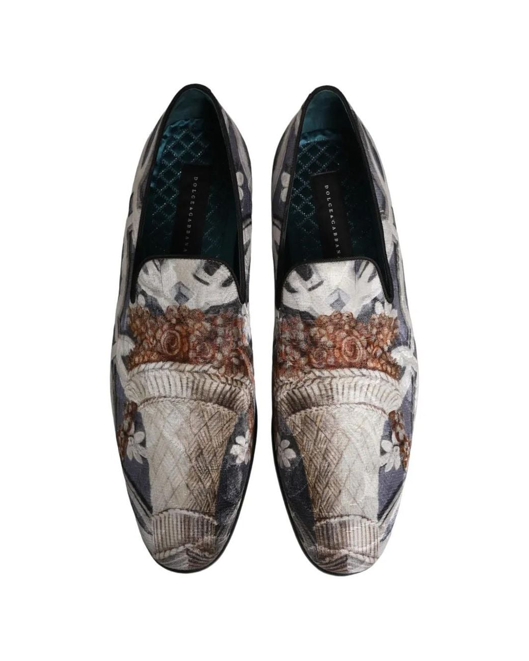 Dolce & Gabbana White Floral-Tapestry Embroidered Loafers for men