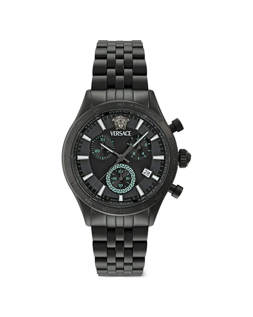 Versace Black Hellenyium Chrono Petite 40Mm Watch for men