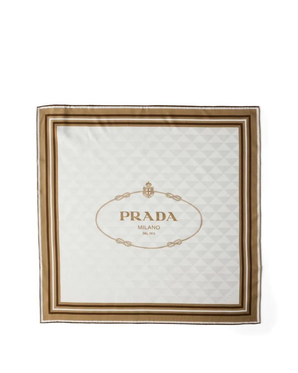 Prada White Printed Silk Twill Jacquard Scarf 55
