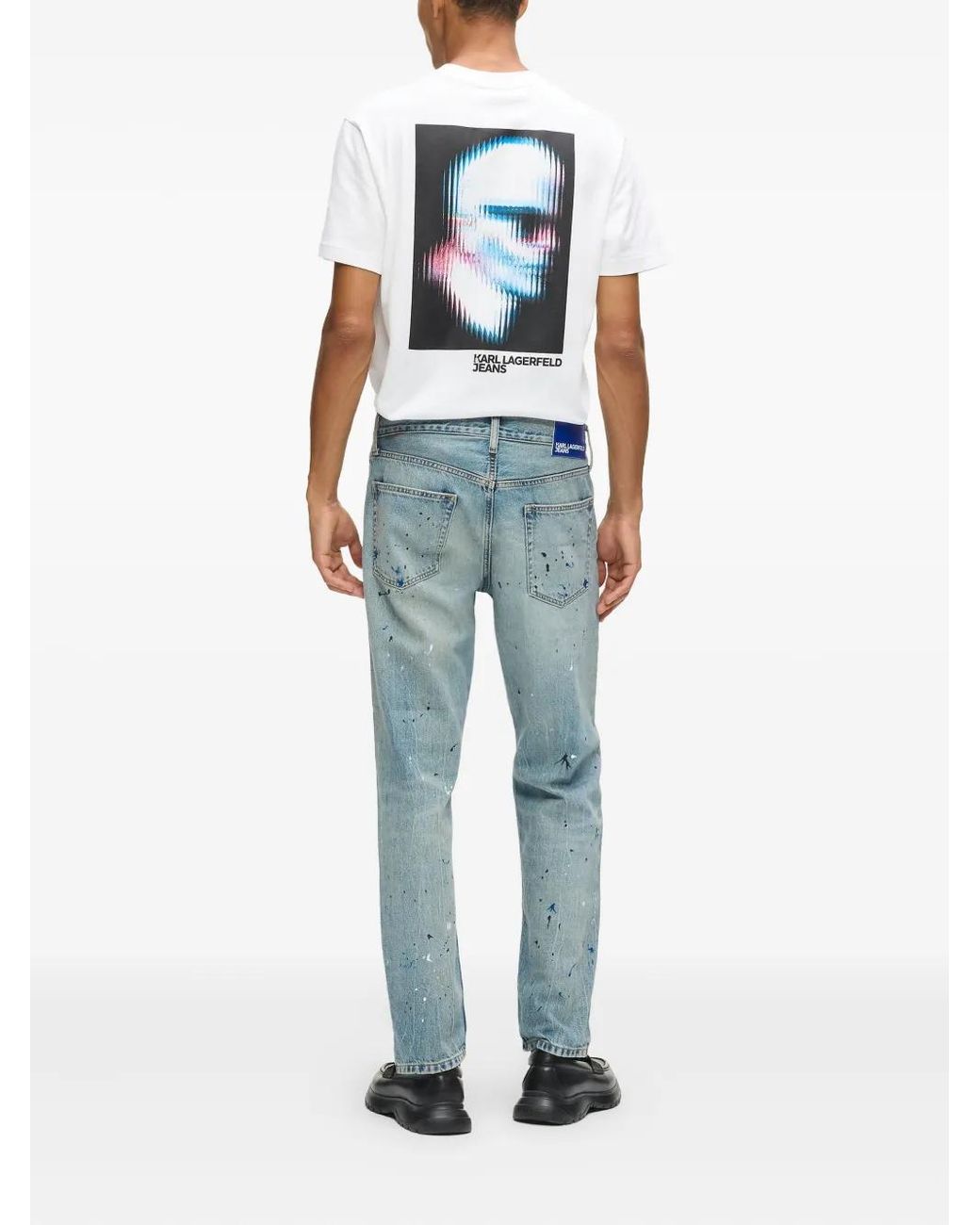Karl Lagerfeld Blue Logo-Patch Jeans for men