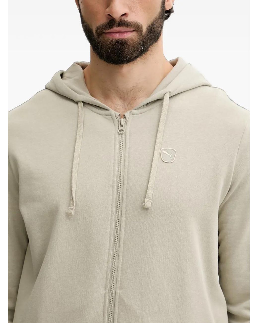 PUMA Gray Zip-Up Drawstring Hoodie for men
