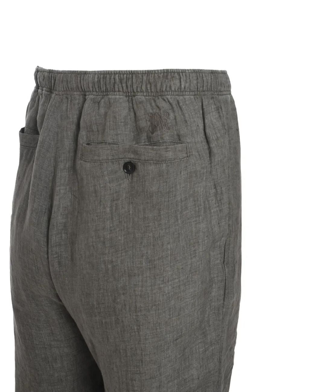 Palm Angels Gray Drawstring-Waist Trousers for men