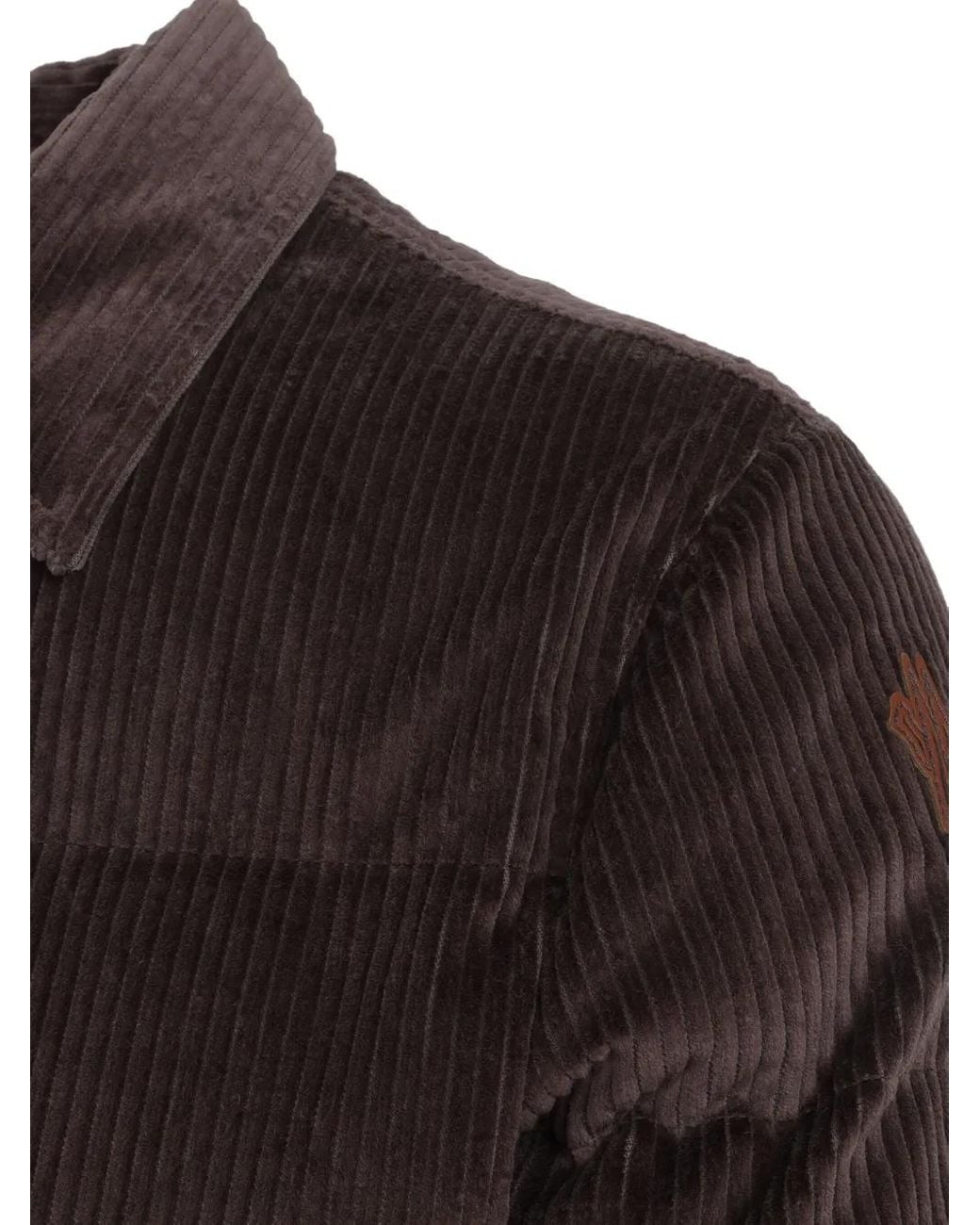 Moncler Black Corduroy Feather Down Coat for men