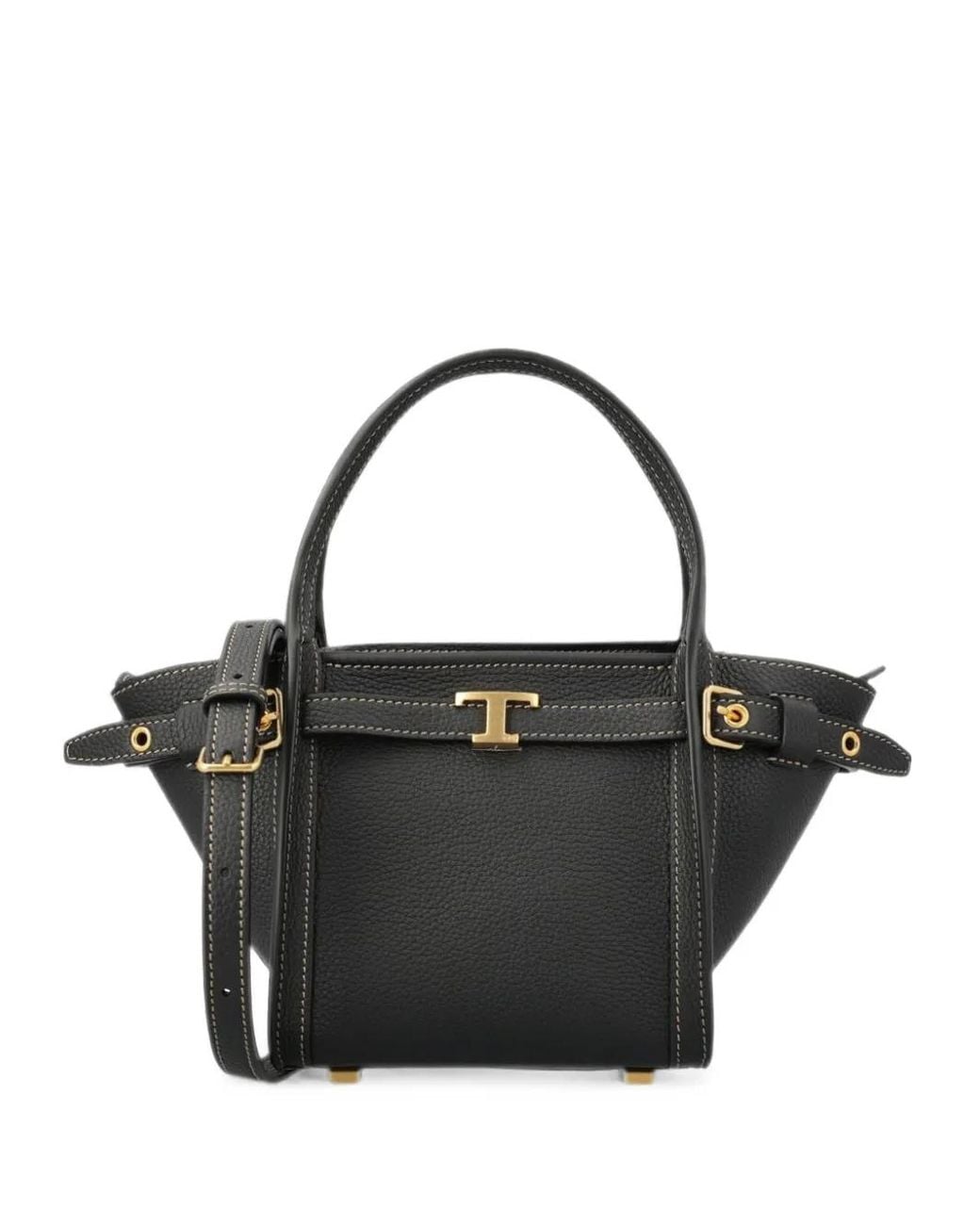 Tod's Black T Timeless Pebbled-Leather Tote Bag