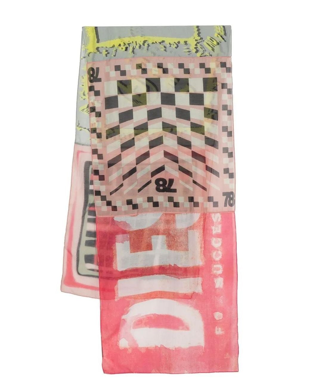 DIESEL Pink Semi-Sheer Abstract-Print Logo Scarf for men