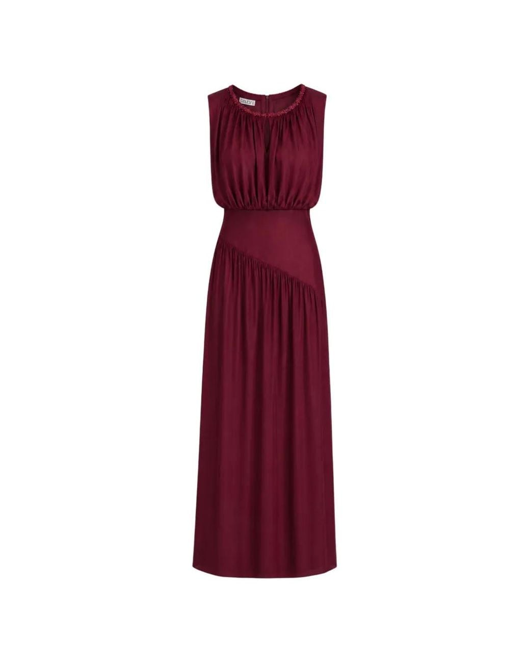 Baruni Purple Bianca Beaded Pleated Maxi Dress