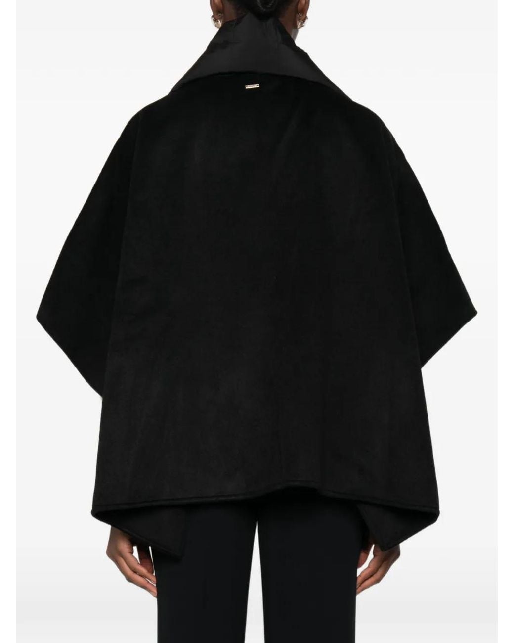 Twinset Black Faux Fur-Trimmed Cape