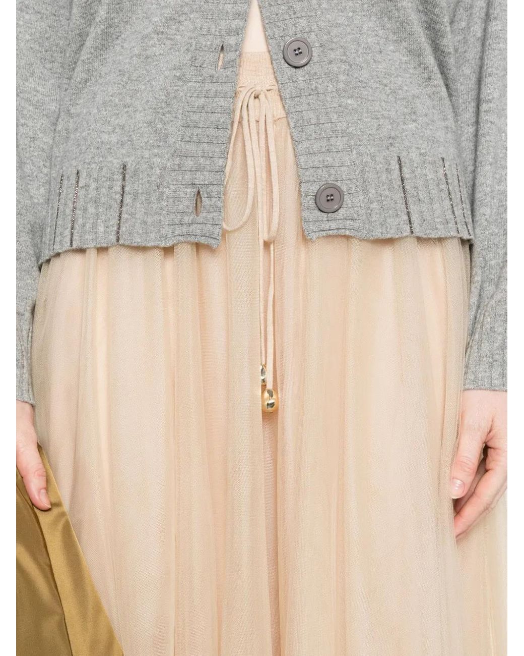 Fabiana Filippi Natural Pleated Drawstring Skirt