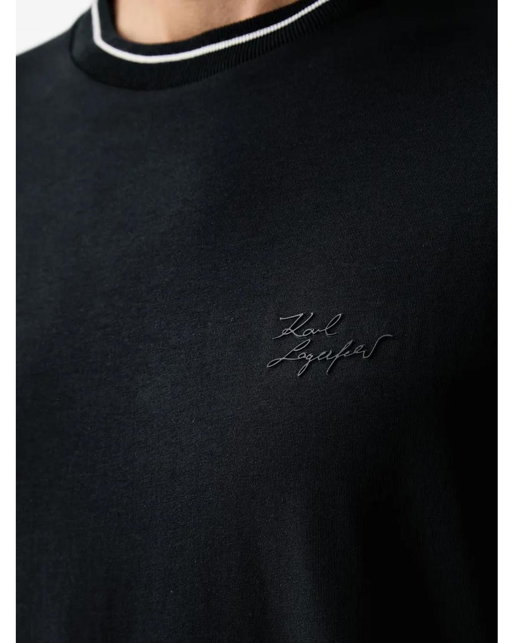 Karl Lagerfeld Black Logo-Detail Tipping-Detail Top for men