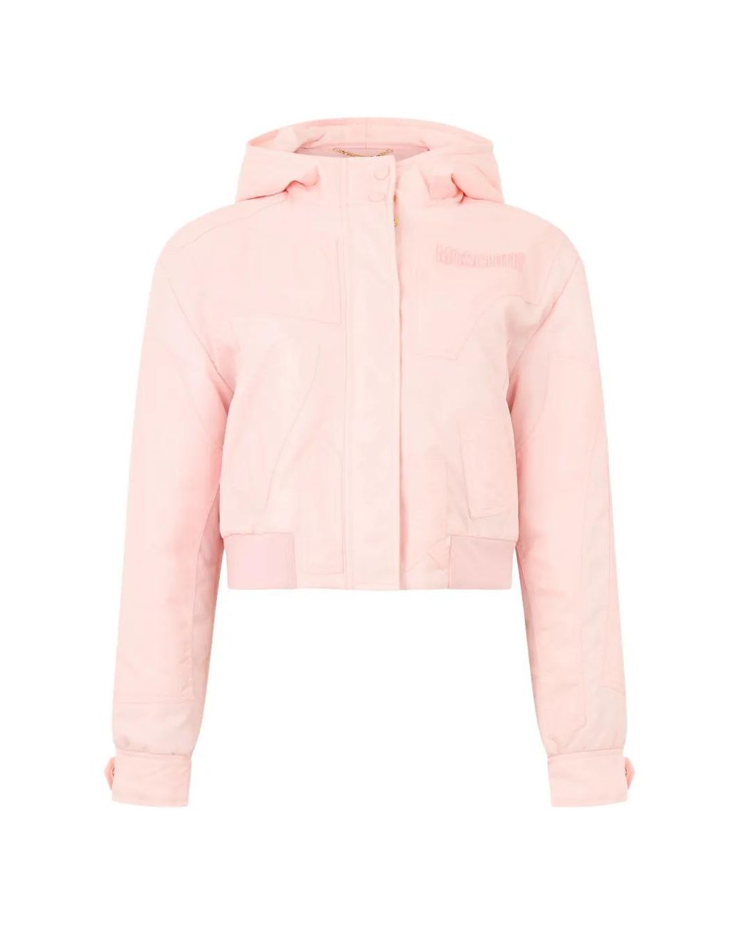 Moschino Pink Veste Crop Zippée À Capuche
