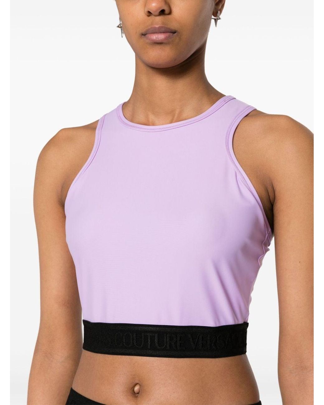 versace jeans couture logo band crop top