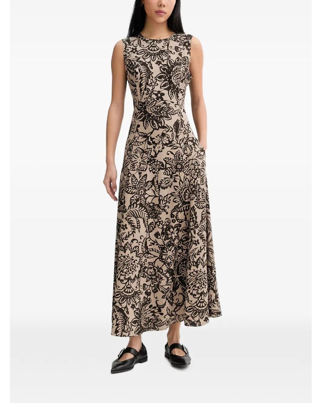 Marc O' Polo Natural Floral-Print Sleeveless Maxi Dress