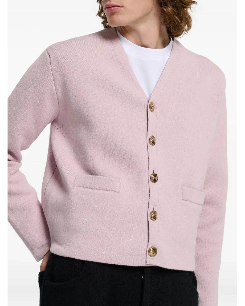 Barrie Pink V-Neck Button Cardigan