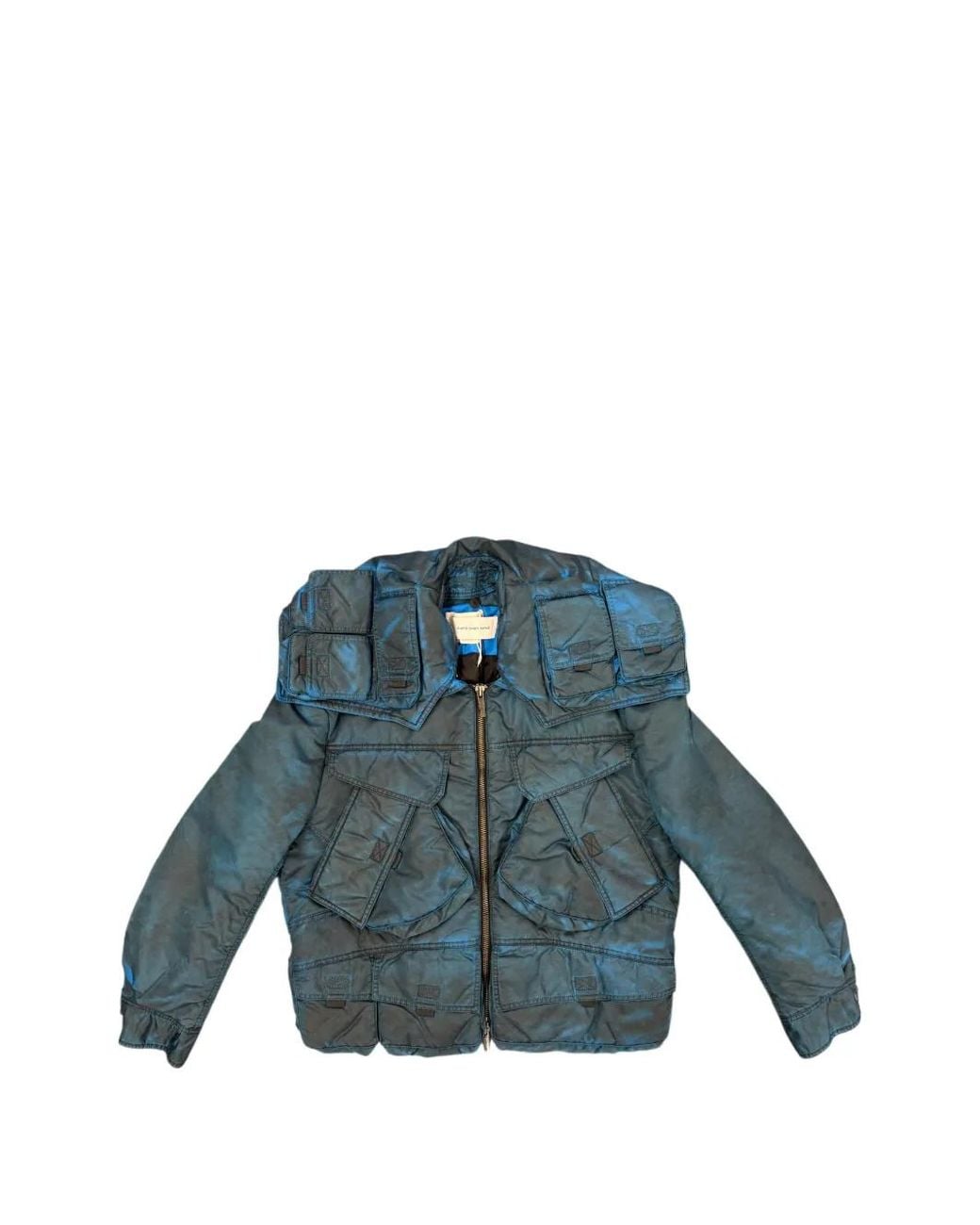 Feng Chen Wang Blue Multi-Pocket Military Jacket for men
