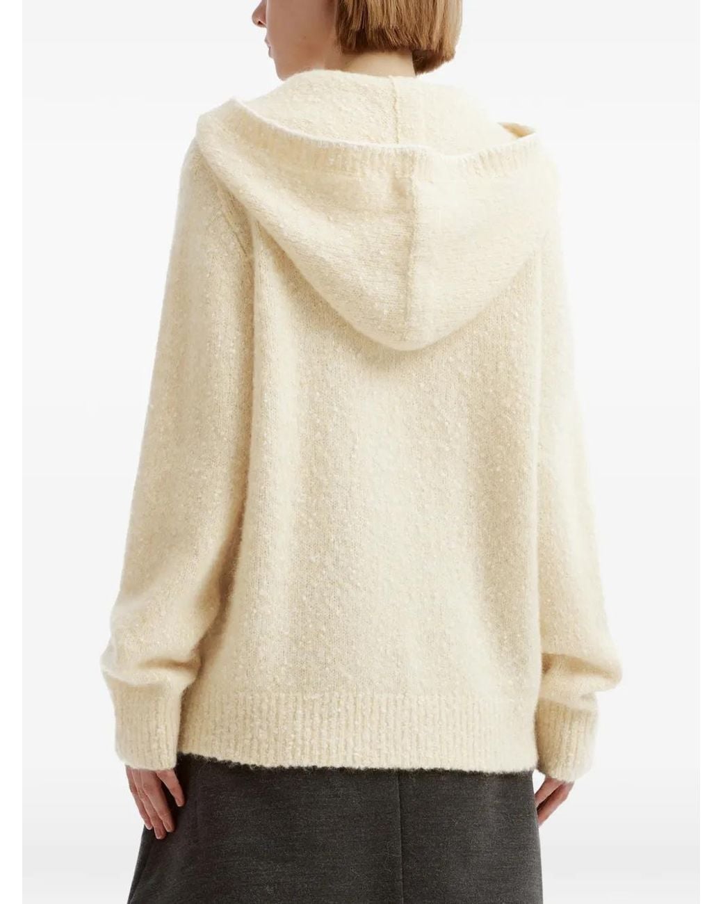 B+ AB White Button-Up Hooded Sweater