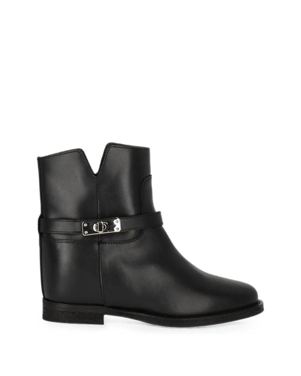 Via Roma 15 Black Turn-Lock Strap Ankle Boots
