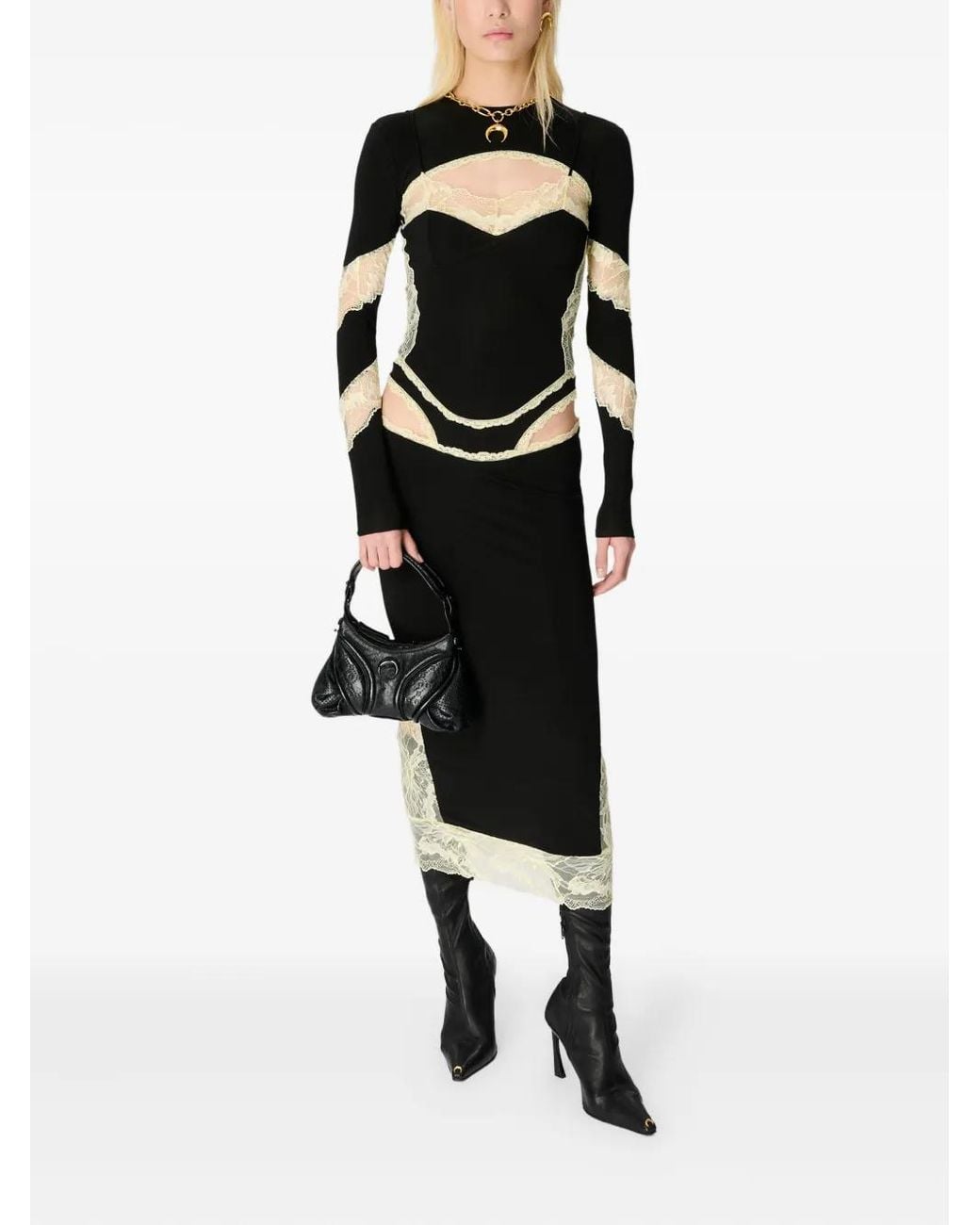 knee length dresses for ladies Caspia Black Lace Bandage Midi Dress | Dresses main image 0