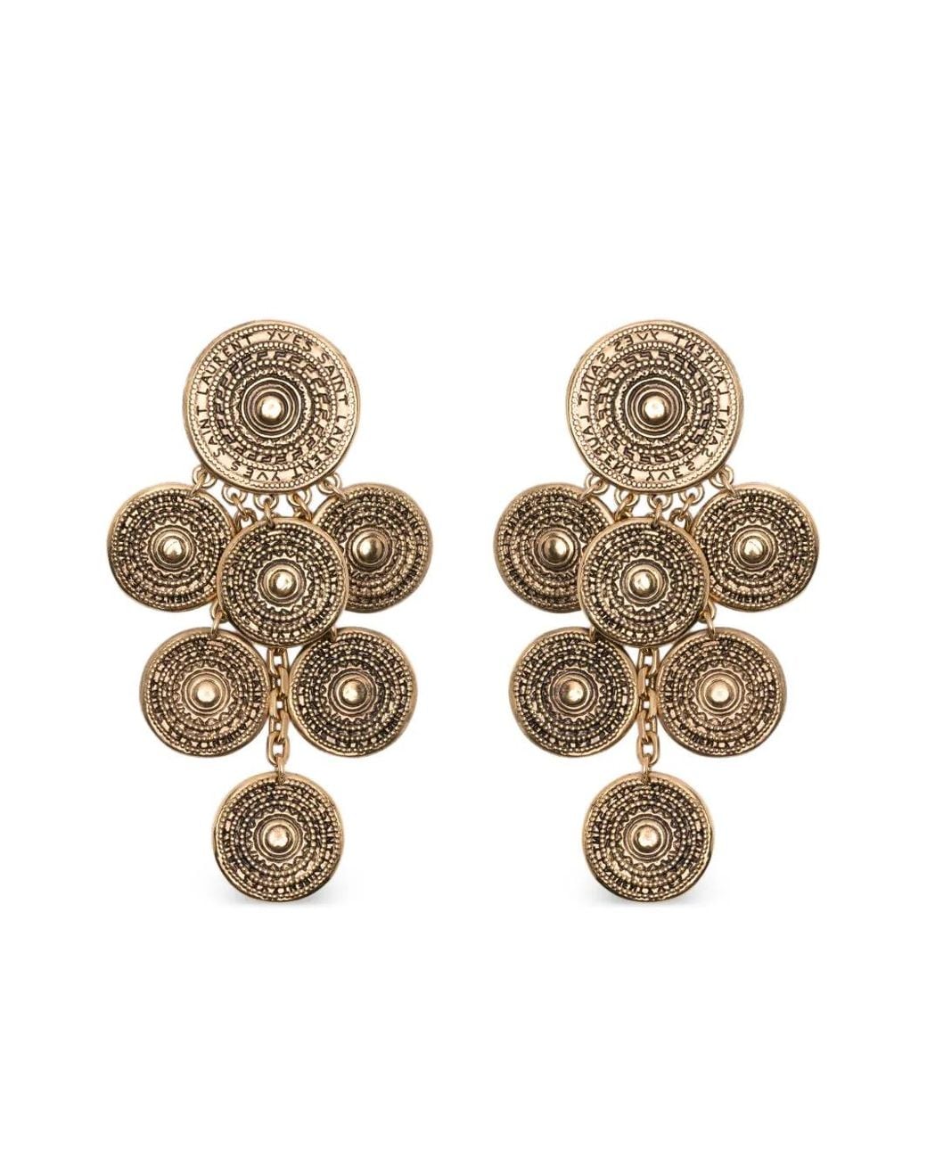 Saint Laurent Natural Medallion Drop Earrings