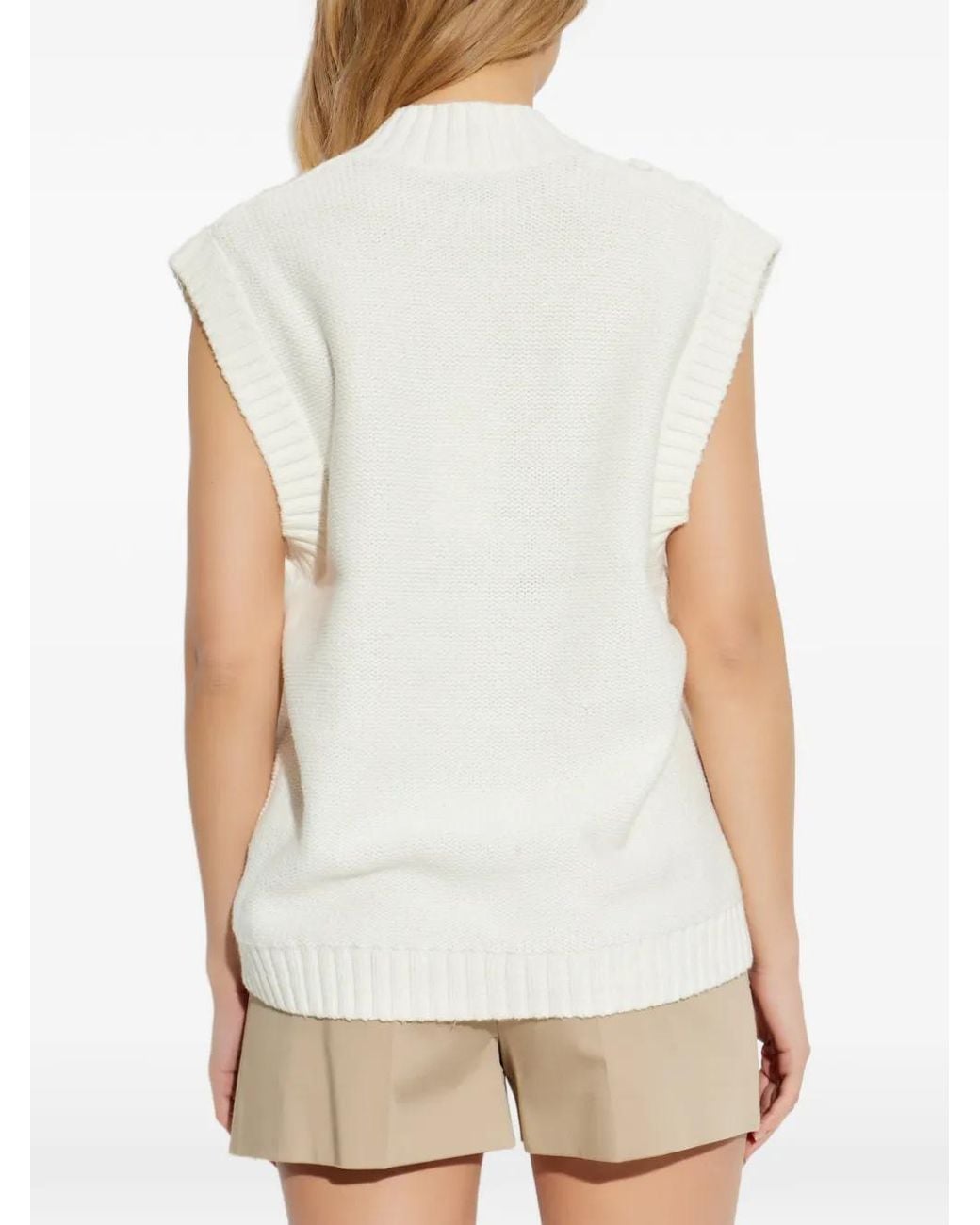 Munthe White Baburi Leaf-Embroidered Vest