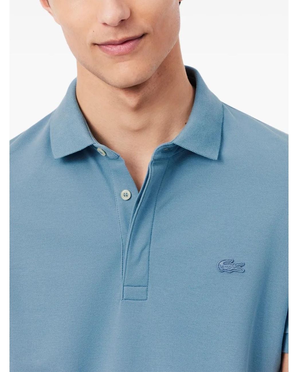 Lacoste Blue Paris Logo-Patch Polo Shirt for men