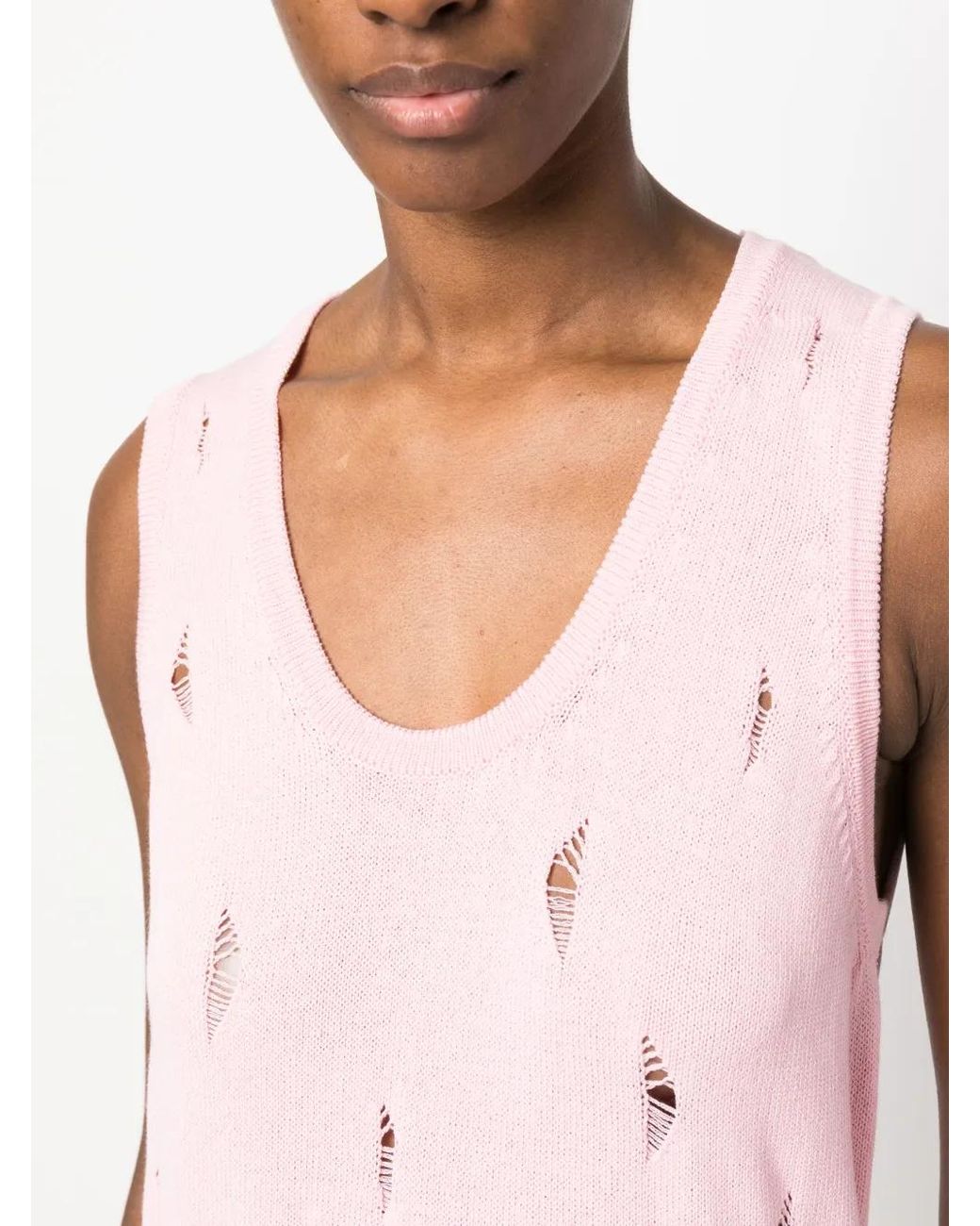 Barrow Pink Distressed-Effect Sleeveless Top