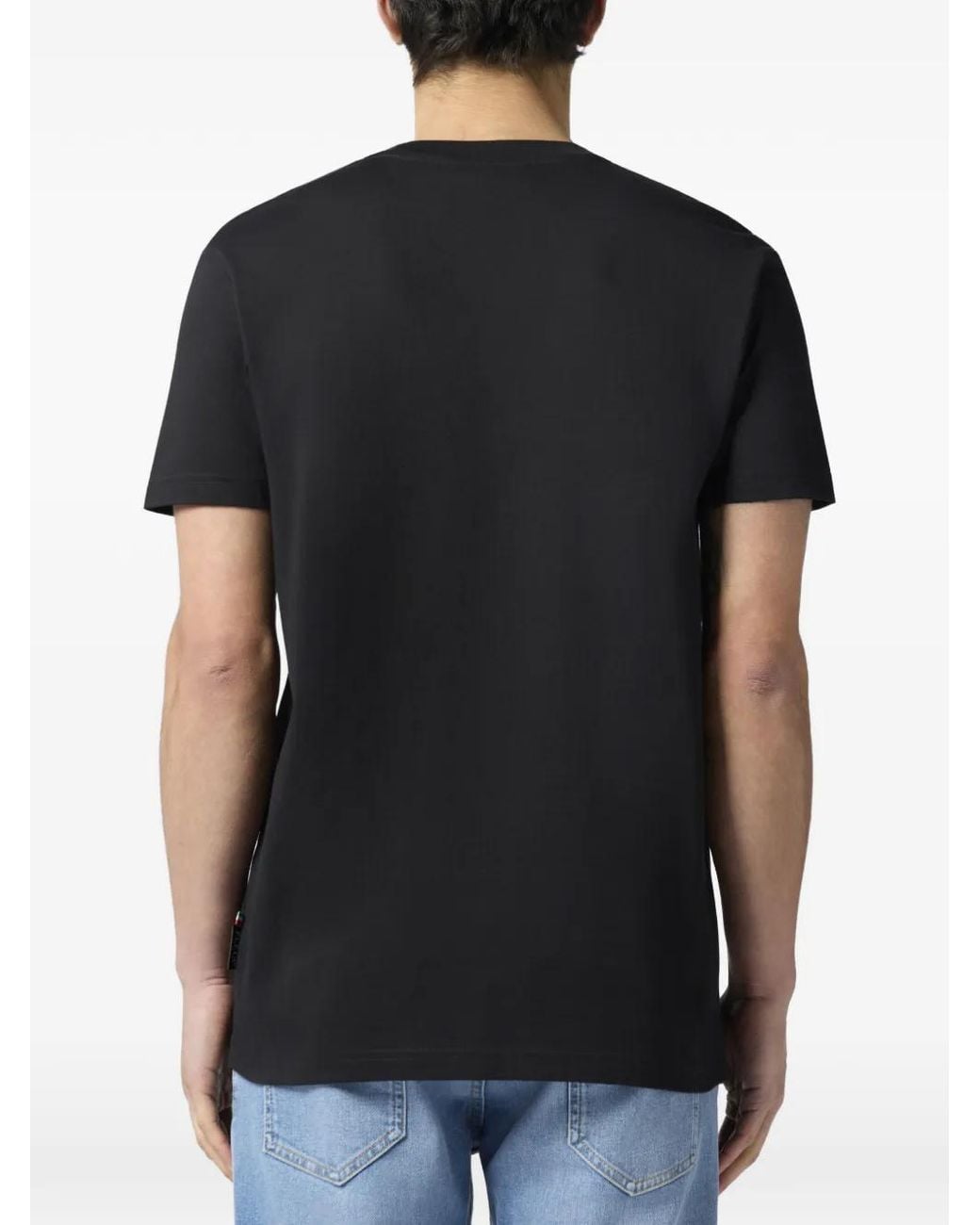 Philipp Plein Black Round Neck T-Shirt Tennis Pet Patch for men