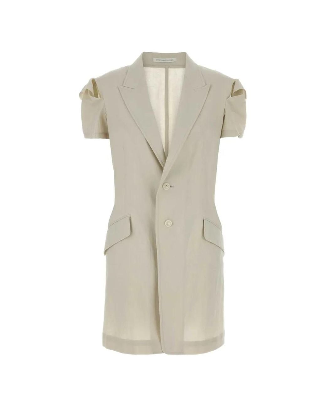 Y's Yohji Yamamoto White Cut-Out Short-Sleeve Blazer