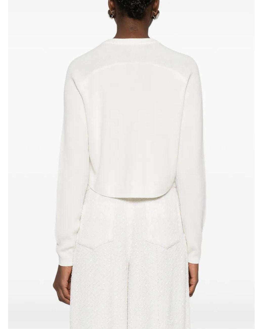 Maje White Jewelled Bow-Button Cardigan