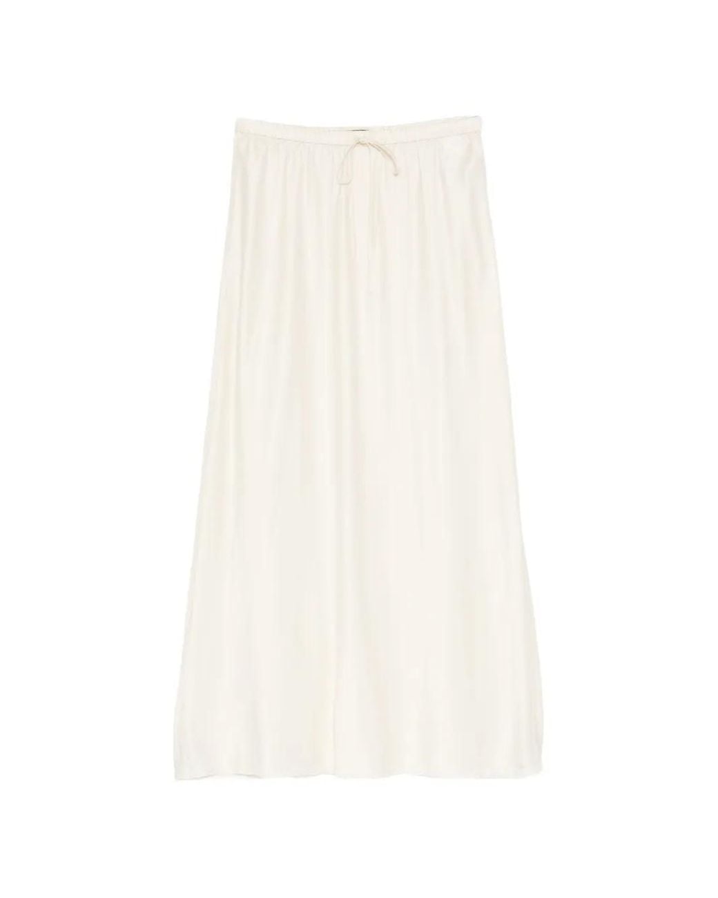 James Perse White Silk Charmeuse Drawstring Skirt